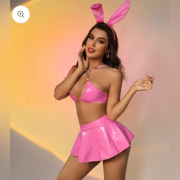 Other - Rave Outfits Bunny Cosplay Costume Latex Bikini Rave Skirt Festival Outfit